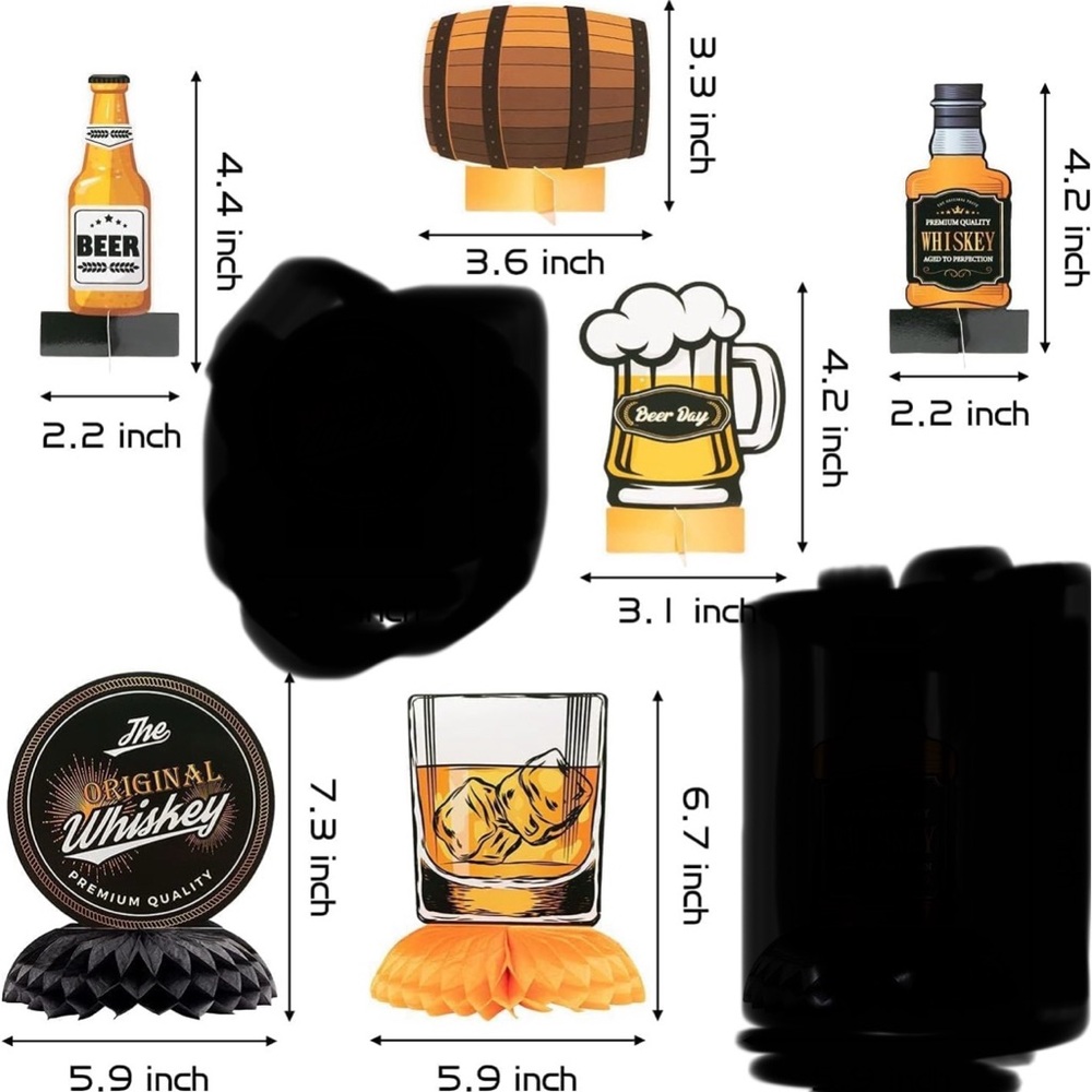 Beer and Whiskey Themed Table Decor Set